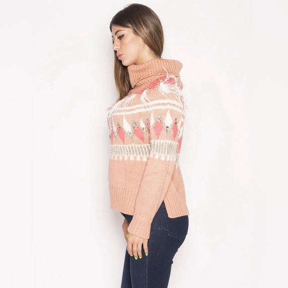 TWINSET Pullover Sweater With Embroidery and Pink Feathers Size XS New - Picture 14 of 16